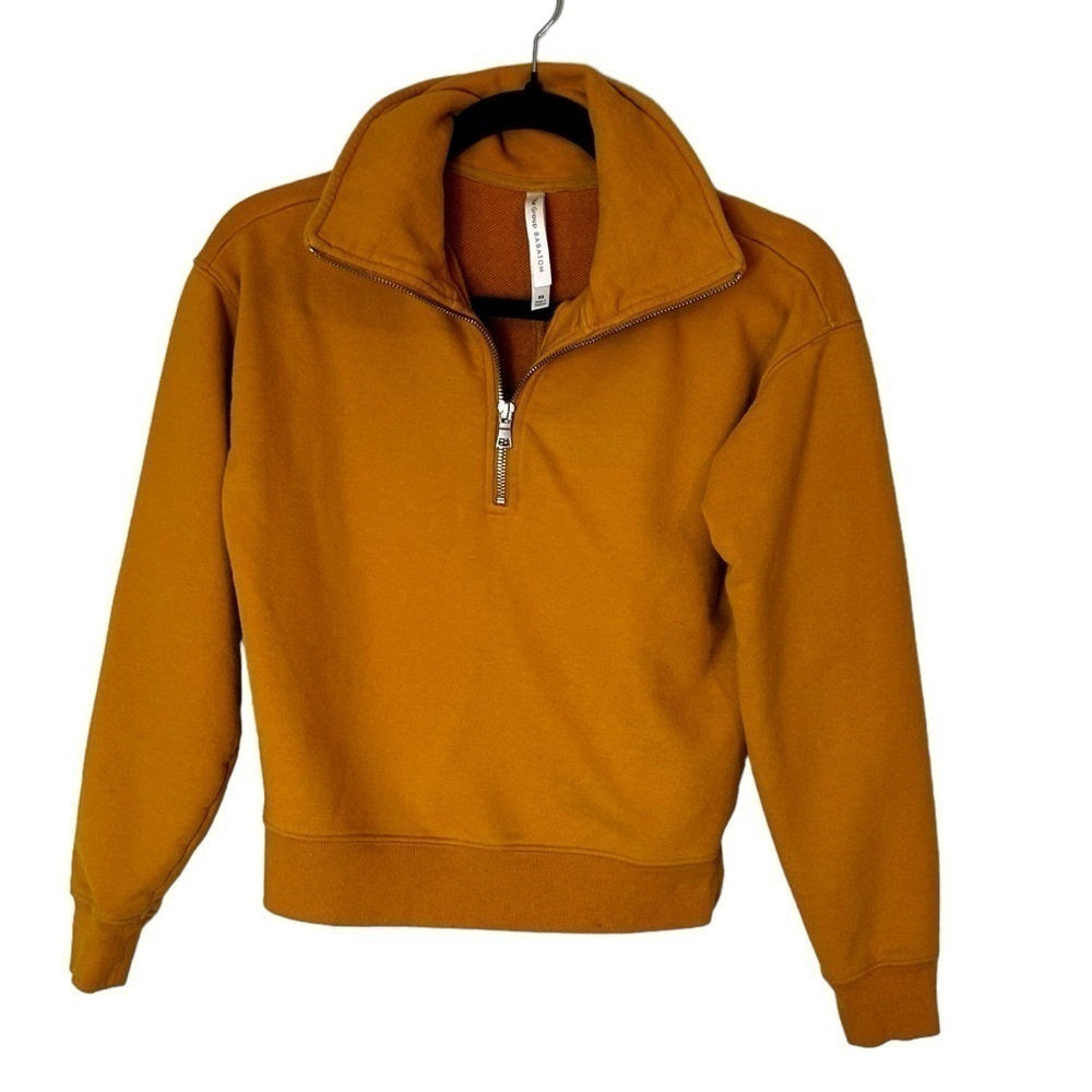 Aritzia The Group by Babaton Quarter Zip Cropped Sweater Mustard Yellow XS